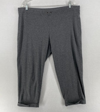 EILEEN FISHER Pants L Stretch Organic Cotton Jersey Melange Cuffed Ankle Gray