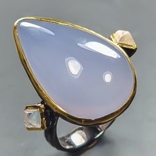 Handmade 24 ct Natural Chalcedony Ring 925 Sterling Silver Size 8 /R442518