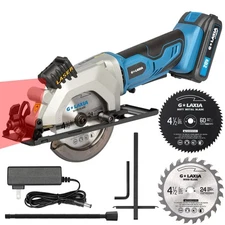 Mini Circular Saw, 4-1/2 3400RPM Cordless Circular Saw with Laser Guide, Rip ...