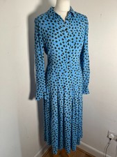Hush shirt tea midi dress 6 VGC A line blue floral print pattern summer work