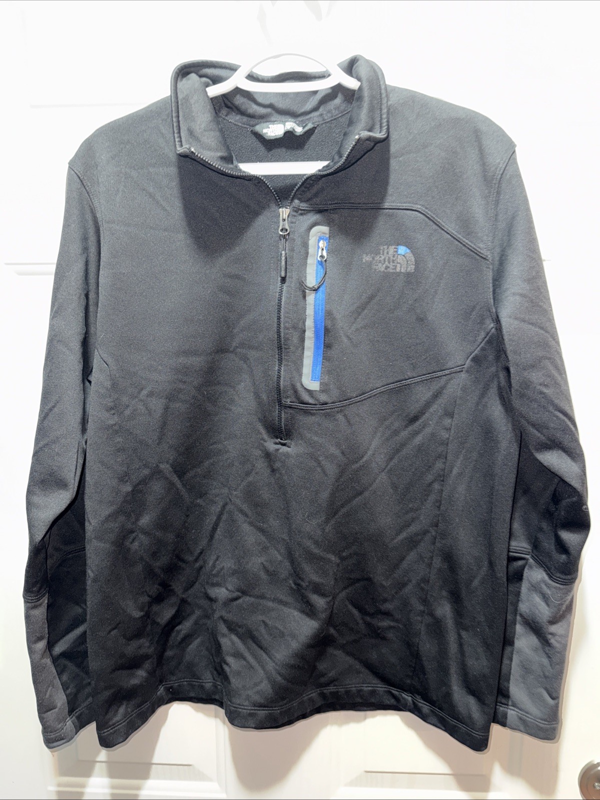 The North Face Men’s Fleece Pullover 1/4 Zip Black Blue Accent Size Large 