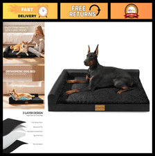 XL Orthopedic Dog Bed 42"x28" Waterproof Bolster Pet Sofa with Washable Cover, N