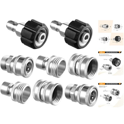 #ad 8 Piece Stainless Steel Pressure Washer Adapter Set Quick Disconnect Fittings $57.79