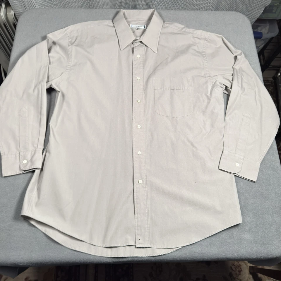 Camisa de Vestir Yves Saint Laurent Para Hombre 16.5 Beige Manga Larga Botón Delantero Clásica Foto 3 de 4