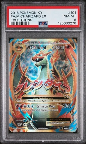2016 POKEMON XY EVOLUTIONS #101 FULL ART/M CHARIZARD EX PSA 8