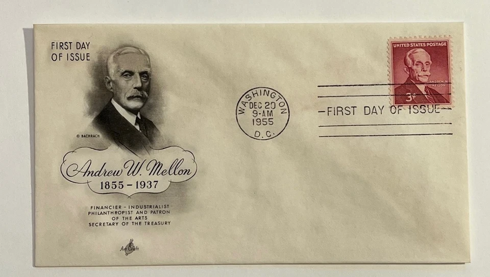 1955 3c Andrew Mellon Postage Stamp #1072 First Day Covers (2) - Image 2 of 3