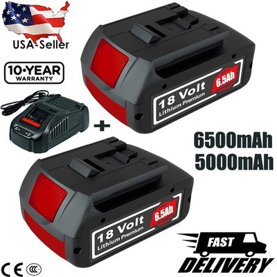 2Pack 18V 6.5Ah Power Battery For Bosch BAT609 BAT618 BAT610 25618-01 + Charger