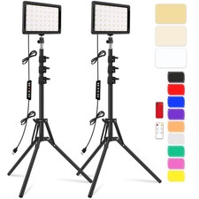 2 Packs LED Video Light Kit with 61.99 Tripod Stand, Dimmable 2400-6800K