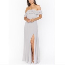 Show Me Your Mumu Emma Ruffle Maxi Dove Gray Chiffon NWT Sz Medium Bridesmaid