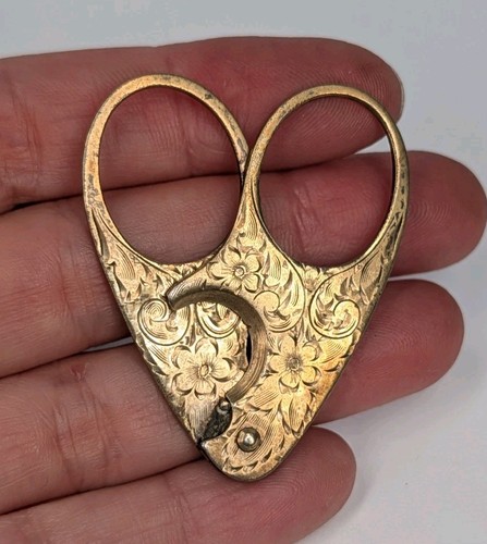 Antique Art Deco Sterling Silver Yellow Gold Filled Floral Cigar Cutter Works
