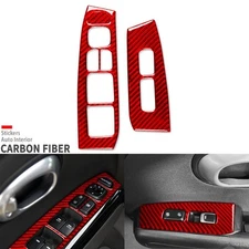 Red Carbon Fiber Front Door Window Lift Switch Panel Cover For Kia Soul 2014-19