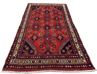 Genuine Hand Knotted Vintage Tribal Hamidoun Wool Area Rug 5.9 x 3.5 Ft