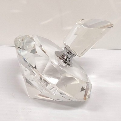 Perfume Bottle Diamond Shape Faceted Crystal Stopper 5''