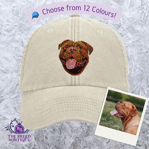 DOGUE DE BORDEAUX EMBROIDEREDBASEBALL CAP - 12 COLOURS - FRENCH MASTIFF DOG HAT - Picture 2 of 10