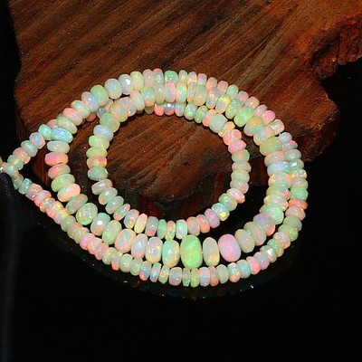Natural Ethiopian Opal Rondelle Beads 3-5MM Faceted Strand Jewelry Making
