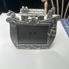 Pewter Photo Frame Noah's Ark Two By Two Baby Toddler Holds Photo 3.5 In x 5 In