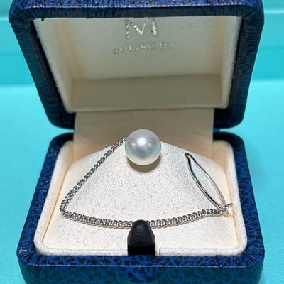 Mikimoto K18 WG White Pearl Pin Brooch Unused 8mm Elegant Jewelry