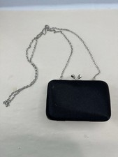 Vintage Black Minaudi re By Bijoux Terner, Evening Bag Silver Chain Shoulder Bag