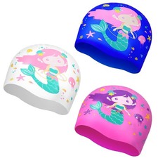 3 Pcs Kids Swim Caps for Boys Girls Age 2-12 Swimming Hat Pool Cap Child Swim...