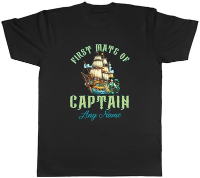 Personalisiertes First Mate of Captain Name Pirat Herren T-Shirt Tee Geschenk Top