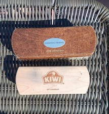 Set of 2 Pro 7" Shoe Boot Shine Brush 100 Horse Hair 1 Johnson  Murphy 1 Kiwi