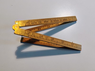 RABONE No 1375 Boxwood 1944 Made In England 2ft Vintage Folding Rule Brass Wood