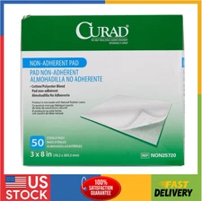 Curad Sterile Non-Adherent Pad, 3x8 Pack of 50