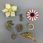 VIntage Costume Jewelry Brooch Pin lot of 8 Storage Unit Find