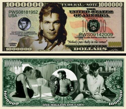 PATRICK SWAYZE - BILLET DE COLLECTION 1 MILLION DOLLAR US ! Dirty Dancing Ghost - Picture 1 of 1