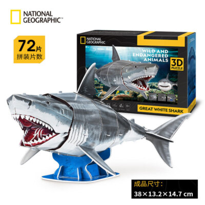 CubicFun National Geographic Great White Shark 3D Puzzle Assembly Model New