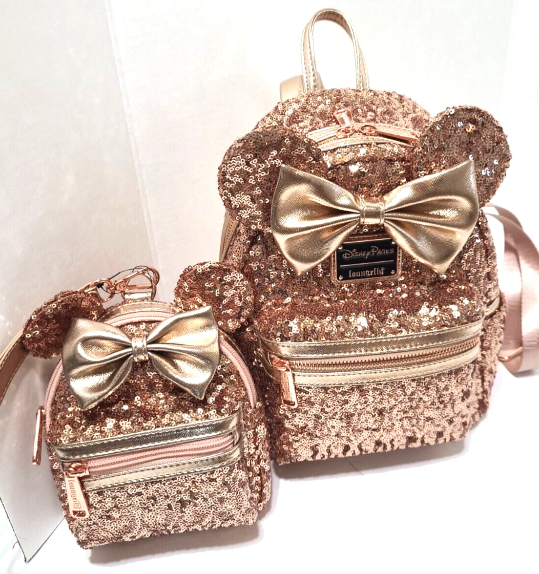 Rose gold sequin minnie mouse backpack cheap