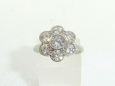 Damen Ring Sterling 925 massiv Silber 2,34 Karat Brillantschliff weißer Saphir