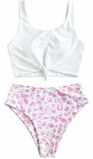 ZAFUL Knotted Front Tankini Set High Waisted Bikini Scoop Neck Swimsuit XXL