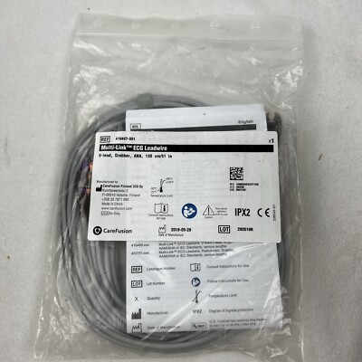 GE REF 416467-001 Multi-Link ECG Leadwire 5-ld V2-6, Grabber, AHA, 130 cm/ 51 in