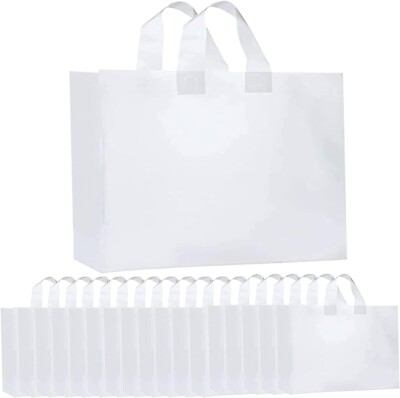 Clear Bags 100 Pcs Plastic Bags with Handles Bulk Frosted Large