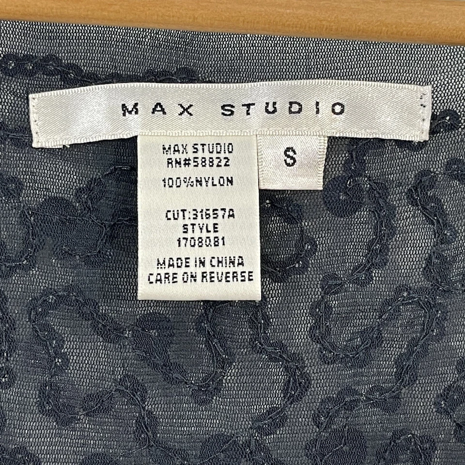 Max Studio Women’s Size Small Dark Blue Sequin Mesh Sleeveless Tunic Tank Top - Image 4 of 4