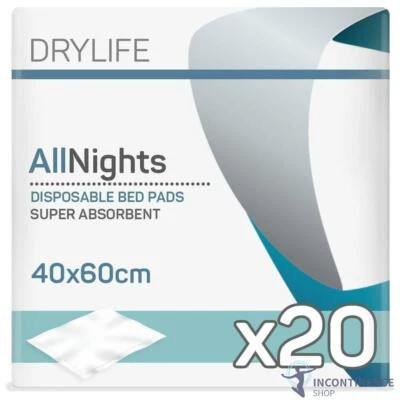 1x Drylife Incontinence Disposable Bed Pad (40cm x 60cm) - Pack of 20 - 490ml