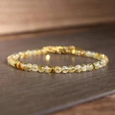 Natural Citrine Stone Bracelet Yellow Gemstone Dainty Healing Crystal Bracelet