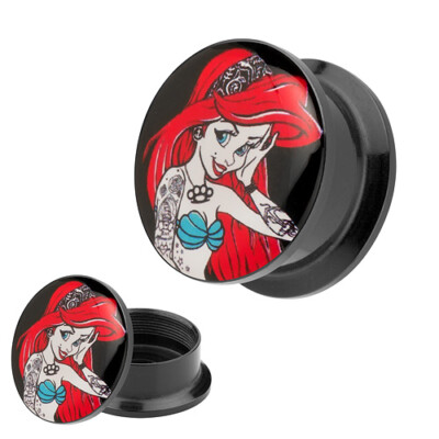 Flesh Tunnel Picture Ohr Plug Piercing mit Bild Motiv Comic Tattoo Arielle