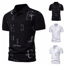 ZONBAILON Men's Summer Letter Print Outdoor Versatile Polo Shirt Short Sleeve
