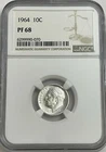 1964 NGC PF68 90% Silver Proof Roosevelt Dime 10c White Label