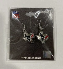 Houston Texans Football NFL State Design Charm Silver Dangle Earrings Pair