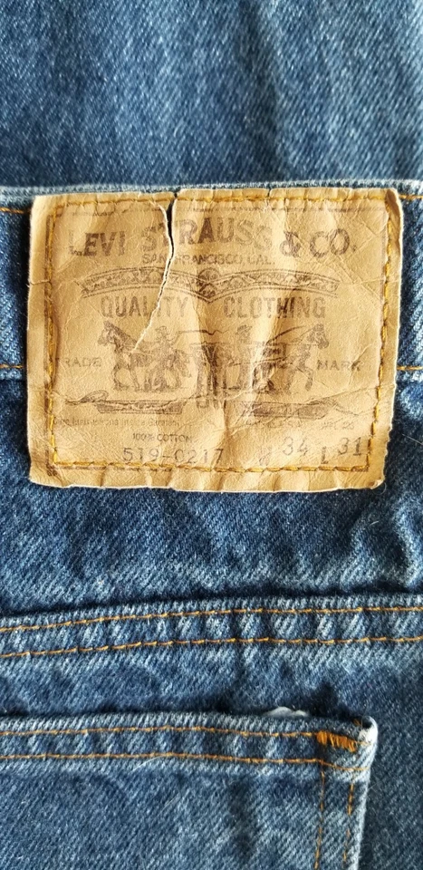 Jean de mezclilla de algodón Levi Strauss vintage 1983 naranja pestaña para hombre 519 EE. UU. - 34x31 azul Foto 2 de 4