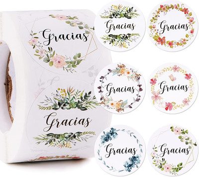 500 Stk Gracias Aufkleber Spanisch Danke Stickers Gastgeschenkaufkleber für Hoch