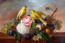 fruit flowers bird Tile Mural Kitchen Bathroom Wall Backsplash Ceramic 18x12