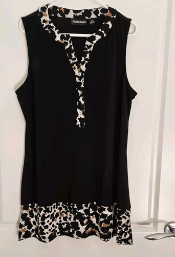 Ladies Black Leopard Print Top Size M