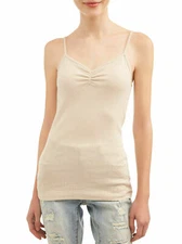No Boundaries Women's Juniors Rib Cami Shirt 2XL (19) Oatmeal Cinched Front