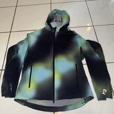 Adidas Y-3 Yohji Yamamoto Hood Jacket Zip Men L 22x26.5 Reflective AOP Neon Mesh