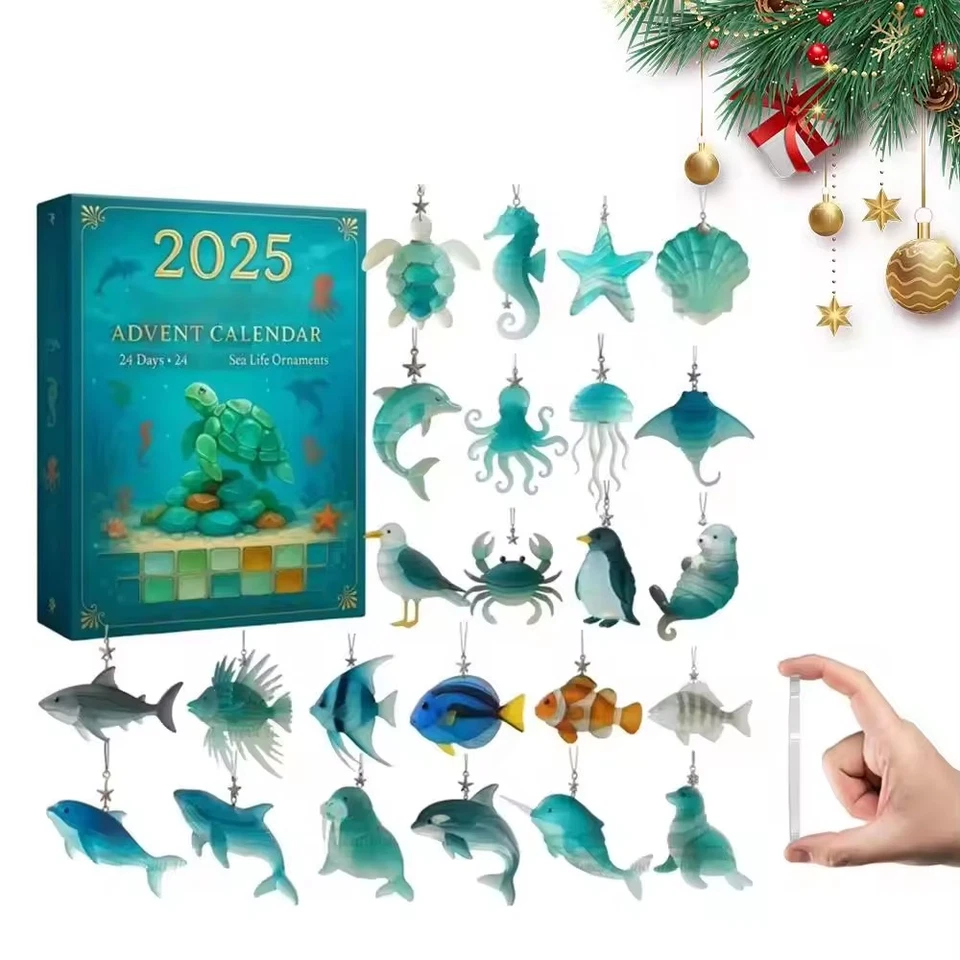 Weihnachts-Schildkröten-Adventskalender - 24 realistische Meerestiere Dekoration - Bild 3 von 4