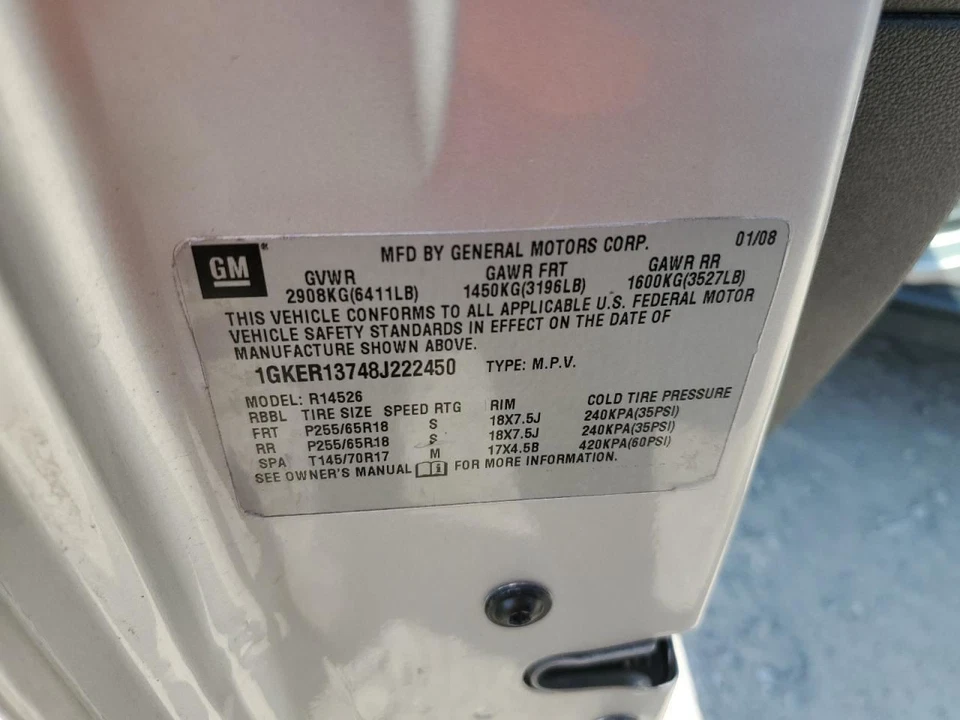 (LOCAL PICKUP ONLY) Trunk/Hatch/Tailgate Without Power Lift Fits 07-12 ACADIA 25 Foto 2 de 4